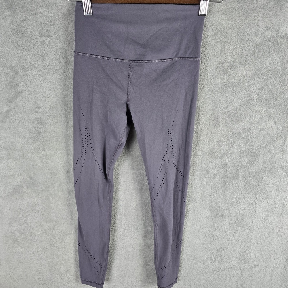 Athleta Elation Lasercut Tight Leggings High Rise Purple Grey Womens XXS